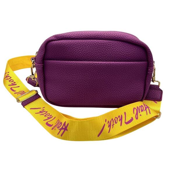 Mardi Gras Hail Thoth Krew RARE Throw Faux Leather Crossbody Purse Purple Yellow - Picture 1 of 9